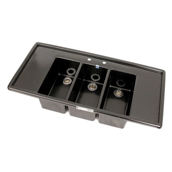 Espresso Cart Sink - Large Three Compartment W/ Drain Boards - Special Order Item 1 Espresso Cart Sink - Large Three Compartment W/ Drain Boards - Special Order Item