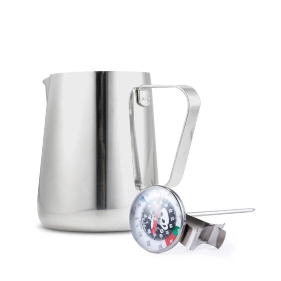 12oz. Milk Steaming Pitcher & Thermometer Combo 1 12oz. Milk Steaming Pitcher & Thermometer Combo