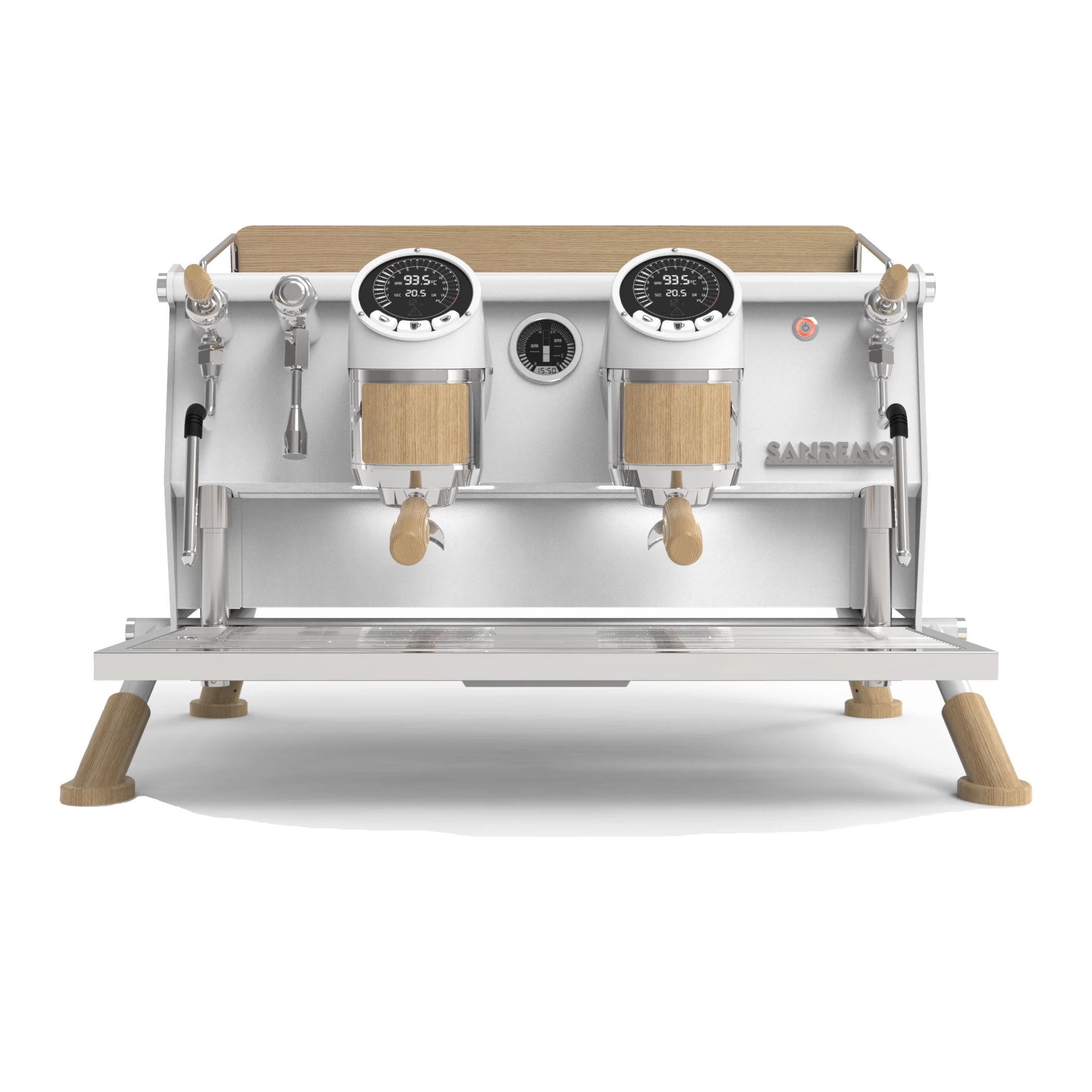Sanremo Café Racer 2 Group Volumetric Espresso Machine - White Wood Slim 1 Sanremo Café Racer 2 Group Volumetric Espresso Machine - White Wood Slim